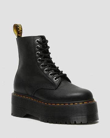 Black Women's Dr Martens 1460 Pascal Max Leather Platform Boots | CA 232GSO